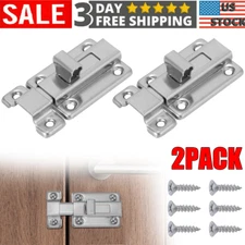 2Pack Stainless Steel Doors Lock Latch Sliding Keyless Door Bolt 2"/3"/4" 