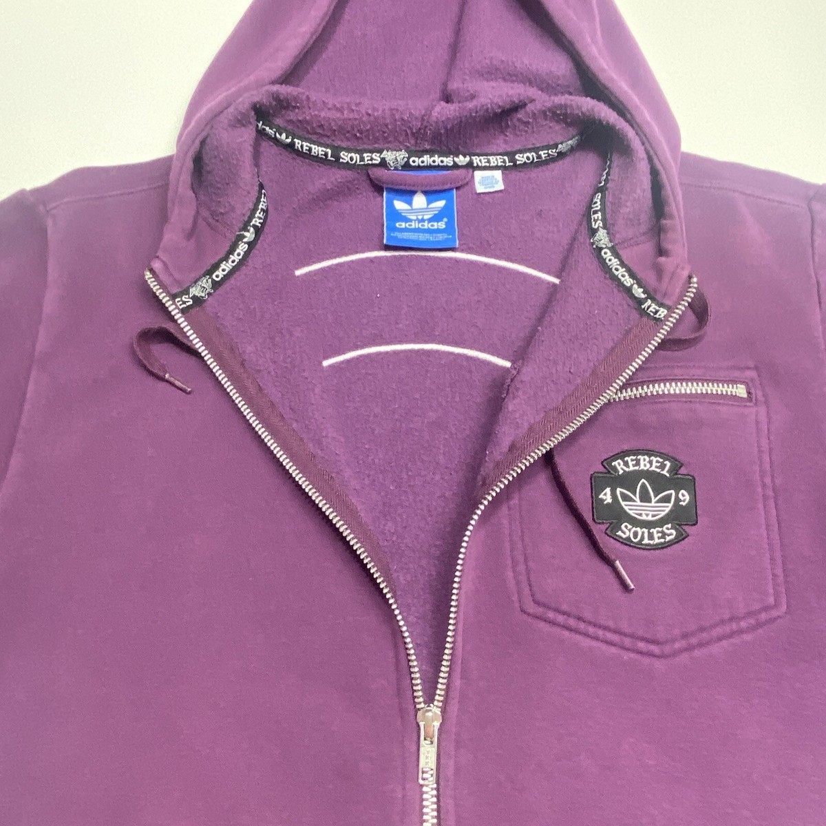 Adidas Women's Purple Rebel Soles Biker Devil Trefoil Full Zip