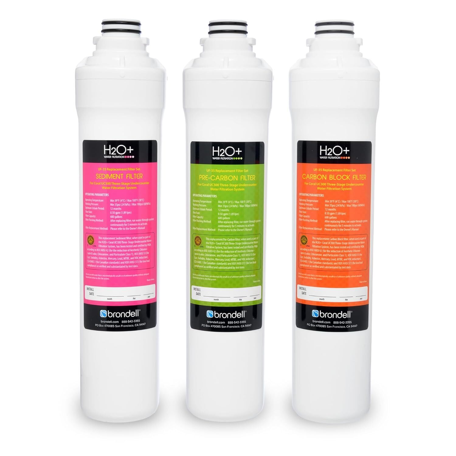 Brondell H2O+ Coral UC300 Three-Stage Undercounter Water Filtration System...