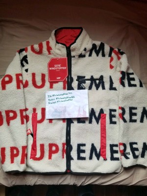 supreme reversible logo fleece jacket black