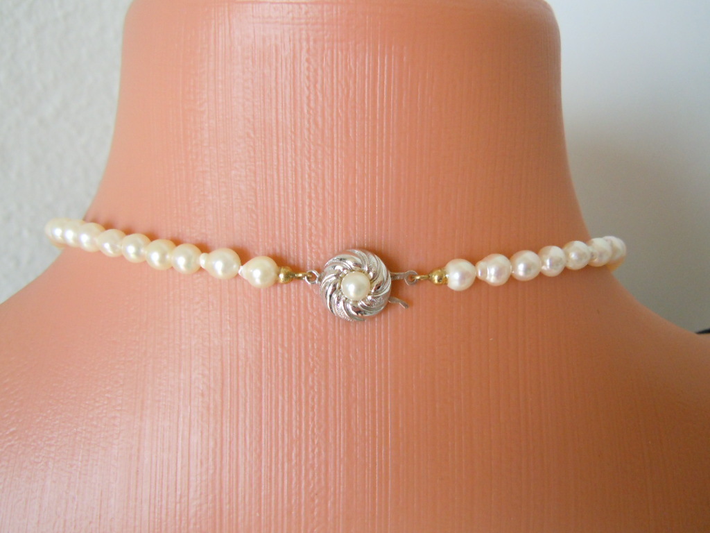 Pearl Necklace Genuine Pearls 835 Silver Clasp 15.6 g/42 cm