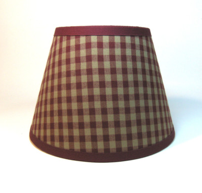 Country Primitive Burgundy Medium Check Homespun Fabric Lampshade Lamp Shade