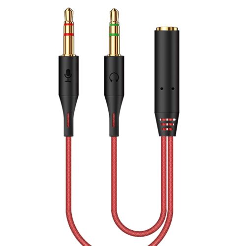 High Grade Dual 3.5mm Male Headset Mic Audio Splitter f Smartphone to PC Adapter