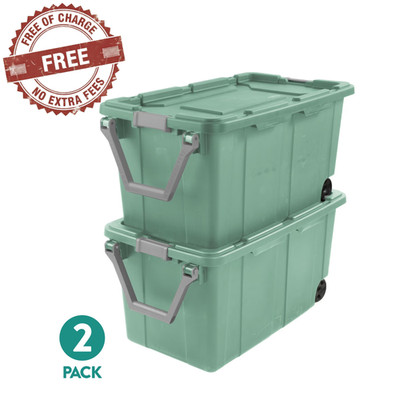 2 Pack Sterilite Extra-Large Wheeled Industrial Storage Bin, 40 Gallon Plastic