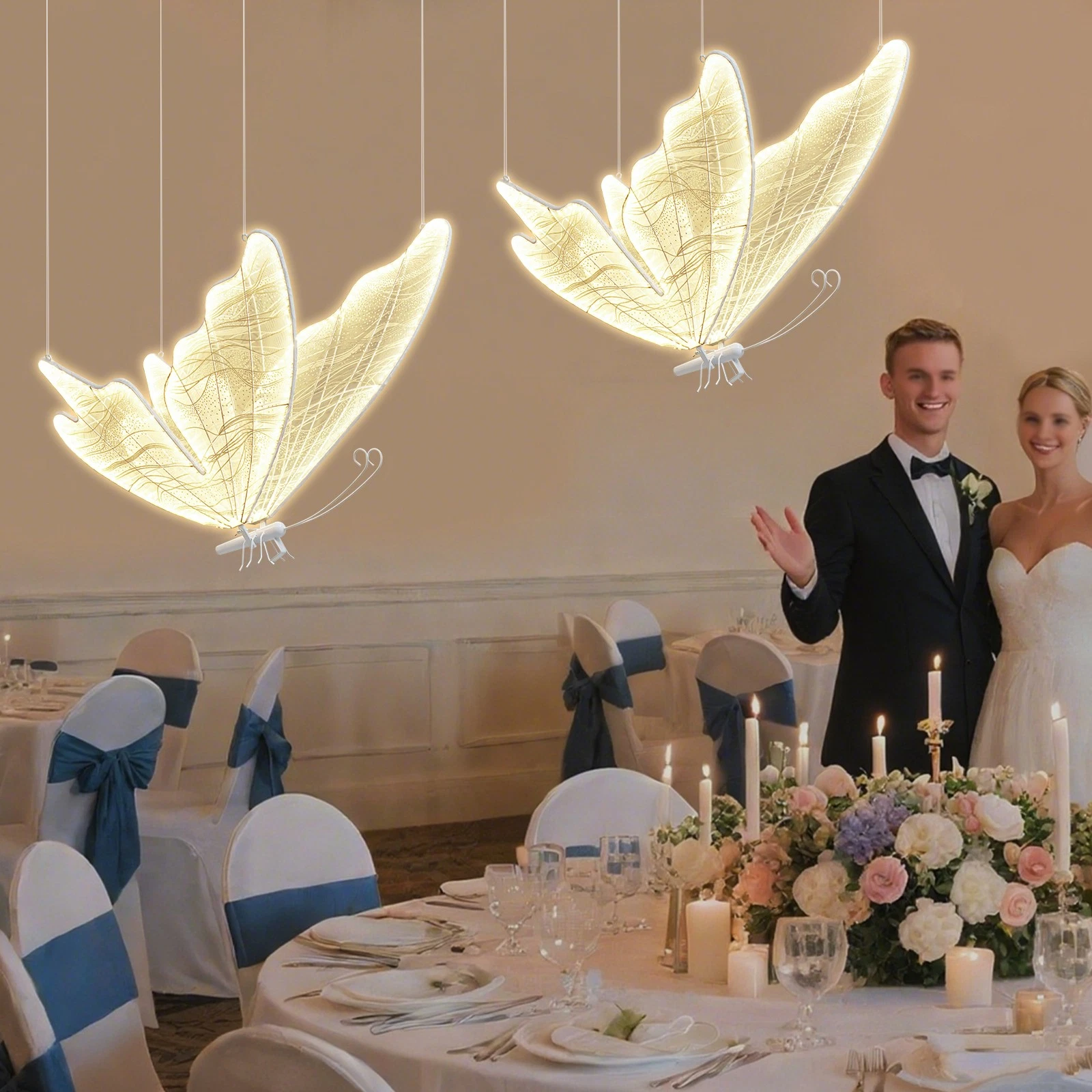 2PCS Wedding Decoration Lights, 110V Butterfly Floor Lamp, 25W LED Ambient Light