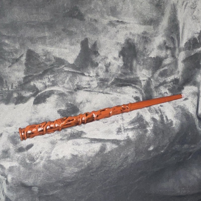 Toy Brown Decorative Magic Wand with Carved Handle￼