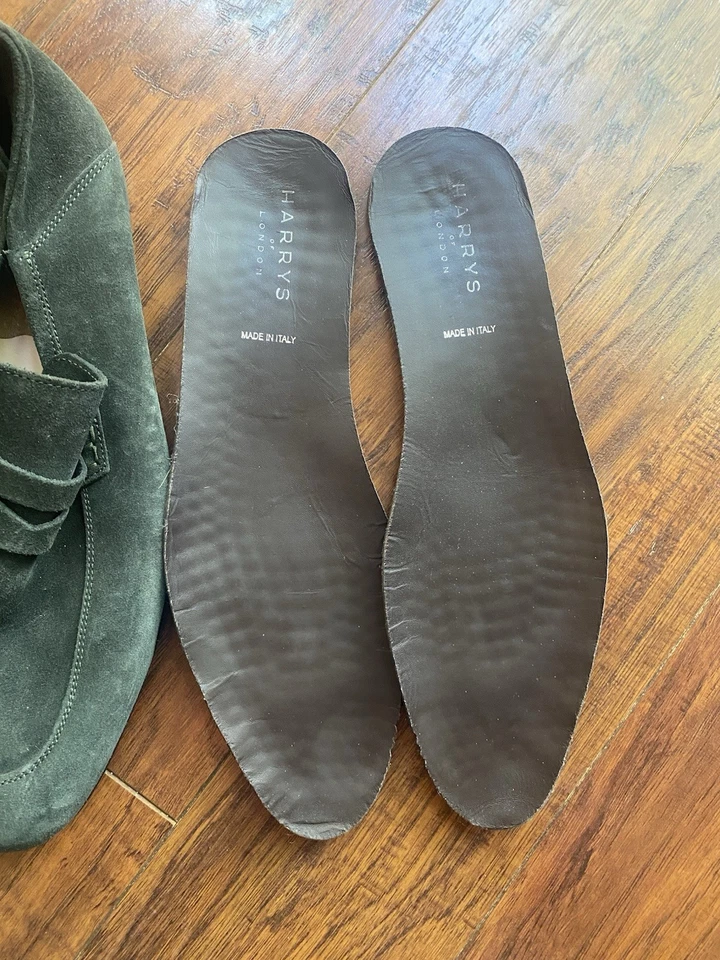 Harry's of London suede loafers size 9.5 / 43.5 green slip on men's loafers Foto 3 de 4