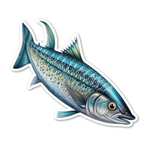 Mackerel Vinyl Fishing Angler Sticker Waterproof Laptop Phone Water Bottle Decal