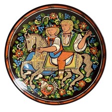 Rare Vintage Schneider Steffisburg Swiss Folk Art Decorative Large Plate 13'