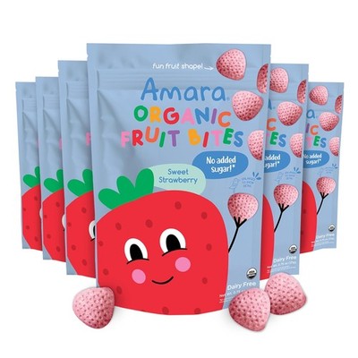Amara Organic Fruit Bites Strawberry Snacks 6 Pack