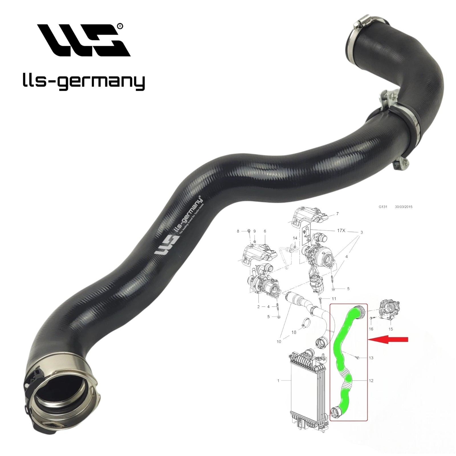 Turbo Hose for Opel Meriva B Minivan 1.6 CDTI 13360919 1302271