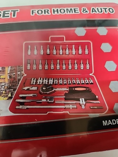 46-Piece Socket & Ratchet Wrench Set - 1/4” Metric Tools with Extension Bar - Picture 2 of 4