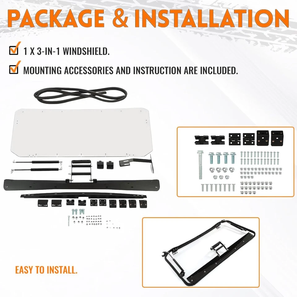 3-IN-1 Scratch Resistant Flip Windshield For Polaris General 1000 / 4  2016+ - Image 2 of 4