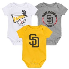 Infant Gold/White/Heather Gray San Diego Padres Biggest Little Fan 3-Pack