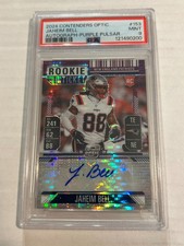 2024 CONTENDERS OPTIC JAHEIM BELL 12/21 PURPLE PULSAR ROOKIE AUTO PSA 9 TN3