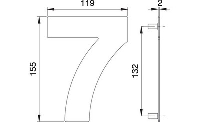 EDI Hausnummer Ziffer 7 Edelstahl matt 155 mm Breite 119 mm
