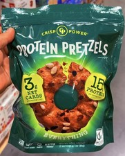 Crisp Power Protein Pretzels, Sea Salt   Keto Snack, 3 Net Carbs Per Serving