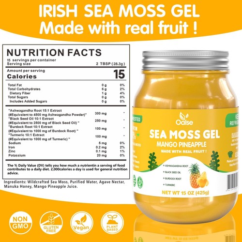 Wildcrafted Irish Sea Moss Gel - Natural Seamoss Gel with Ashwagandha Root, B... - Picture 4 of 6