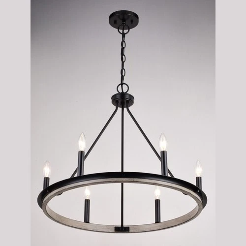 Vaxcel Lighting H0274 Russel 6 Light 25"W Candle Style Chandelier - Matte Black - Picture 5 of 12