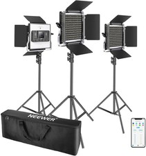 NEEWER 3 Pack SNL660 Bi-Color LED Panel Video Light Kit with Travel Bag