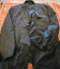 Jos A Bank Mens Wool Blazer Suit Jacket Sz 52 Reg Dark Gray