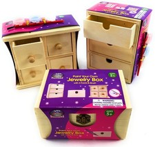 Matty's Toy Stop Design  Paint Your Own Wooden Jewelry Box Set with Mirror J...