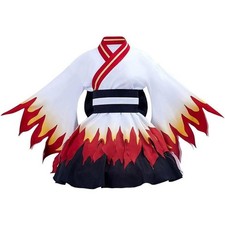 Women Red Kimono Maid Costume Dress Anime Cosplay Role Play Outfit
