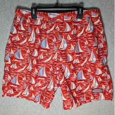 Vineyard Vines Sailboat Nautical Swim Trunks Mens Medium Vacation Summer Red