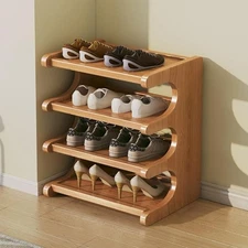 Wooden Shoe Rack, Individual Square Storage Compartments with Wood Grain Finish