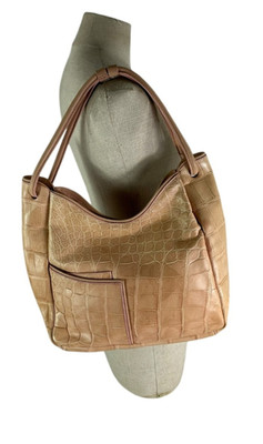 K*G様 MAURO GOVERNA Italy ブァッファローレザー トートバ Vintage MAURO GOVERNA Powder Beige Leather Shoulder Bag Croc
