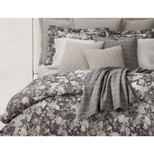 Ralph Lauren Avery Duvet Cover Full /Queen Gray Chrysanthemum Floral 92"X96"NEW