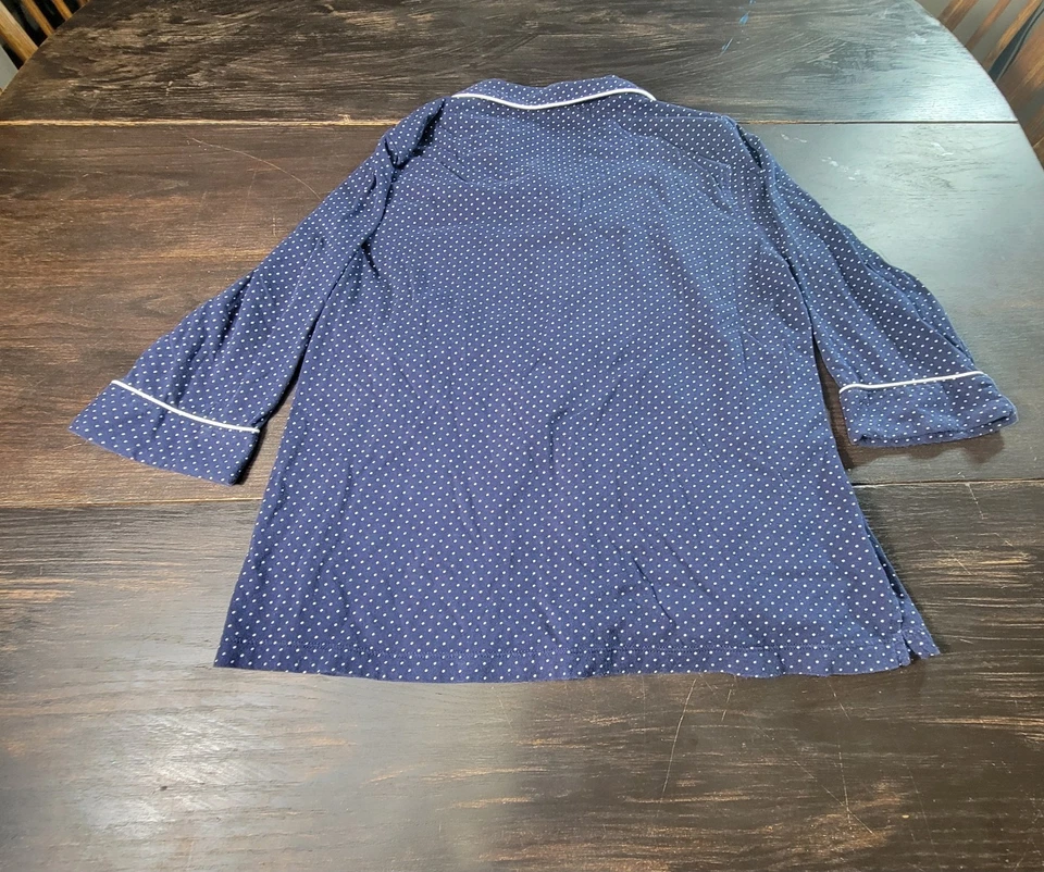 Conjunto de Pijama Lauren Ralph Lauren Feminino Azul e Branco Bolinhas Tamanho Grande - Imagem 3 de 4