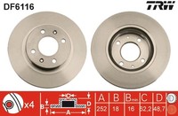 2X Trw Bremsscheibe DF6116 FüR Hyundai Kia Picanto Ba Pa Ta Ia I10 2 1 3 AC3 AI3