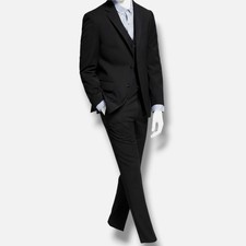 Tommy Hilfiger Men's Black Wool Jacket Pants 2-Piece Suit Size 44S 40W 30L