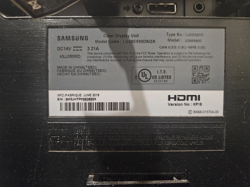 SAMSUNG U28E590D 28" 4k UHD WIDESCREEN LED LIT MONITOR - Image 2 of 3