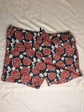 Vintage 90s Hwy Mens Board Shorts 5XL White Navy Red Nylon Swim Trunks USA Made