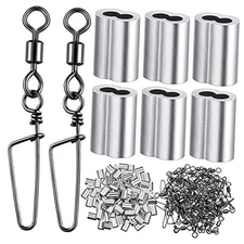  Decoy Crimp Swivel Snap Set, Decoy Line Cord Crimps for Duck Goose 150 Silver