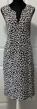 Lands End Size Large Black & White Animal Print V-Neck Sleeveless 2 Pocket Dress