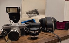 VINTAGE BESELER TOPCON UNIREX FILM CAMERA W LENS FLASH  CASE 50MM 1:2 28MM 1:4