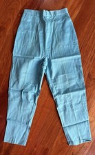 Vintage 1950's Pinup Pedal Pushers Capris High Waist Turquoise Blue Rockabilly