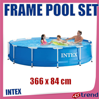 Intex Metal Frame Pool Set 366x84 cm Stahlrahmen Swimmingpool Komplettset