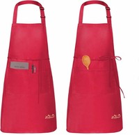 KochschüRze Wasserdicht Verstellbar Mit Taschen Rot FüR Frauen MäNner Chef 2Er