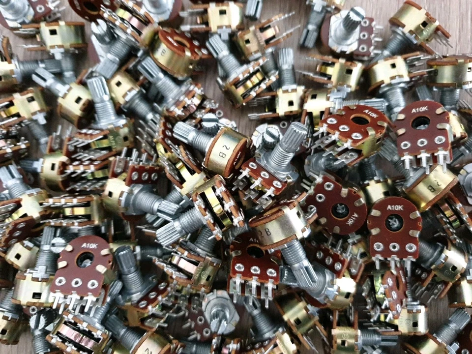 Joblot 100 Alpha A10K Ohm Audio Dual Gang Potentiometer PCB-Mount 16mm (EN-502) - Image 2 of 4