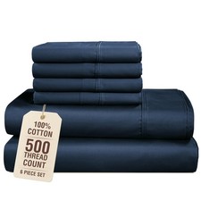 Casa Platino 100 Cotton Cal King Size Sheets 6 Piece Bed Set 500 Thread Count