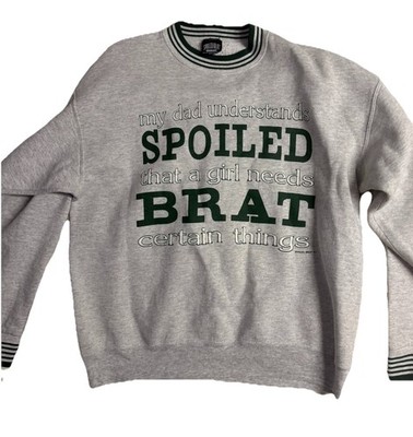 Vintage 90s Spoiled Brat Gray Pullover Sweater Crew Neck  Print Striped XX-RAD