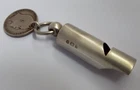 LOVELY CLEAN CONDITION ANTIQUE 1903 STERLING SILVER WHISTLE FOB IN WORKING ORDER
