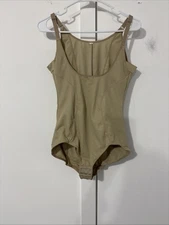 FleXees By Maidenform Small One Piece Body Shaper Wear Your Own Bra Tan