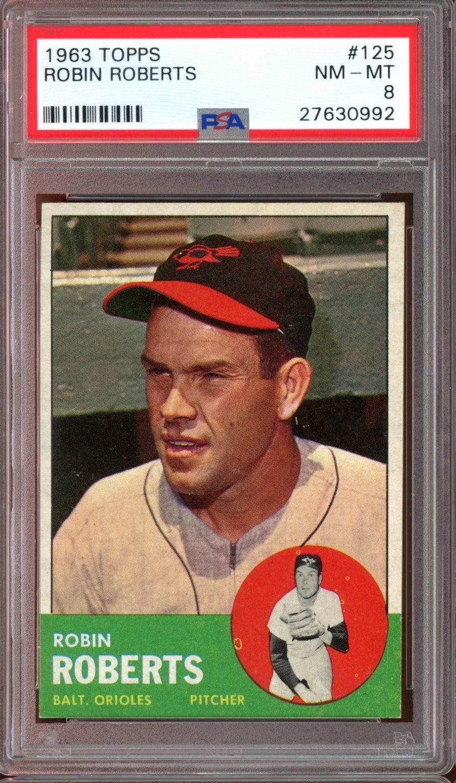 1963 Topps Baseball #125 Robin Roberts PSA 8