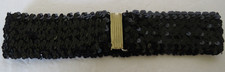 Vtg Sequine Belt Black Stretch Silver Tone Buckle Glitz Glamour Accessory