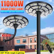 Commercial 11000W 360° Outdoor Dusk to Dawn Solar Street Light 1068LED Road Lamp